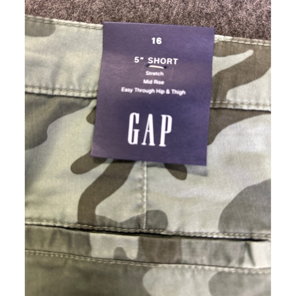 NWT Gap Green Camo Khaki Shorts Womens Size 16 Chino 5" inseam Mid Rise Stretch - Picture 8 of 16
